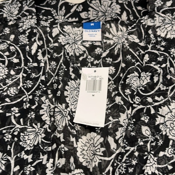 NEW Old Navy | Long-Sleeved‎ V-Neck Smocked Floral Print Blouse | Black | Medium - Picture 5 of 14